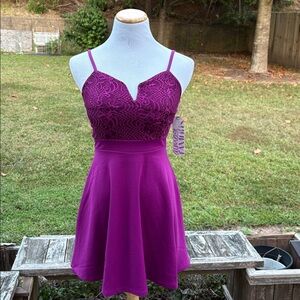 Almost Famous Magenta Lace dress NWT